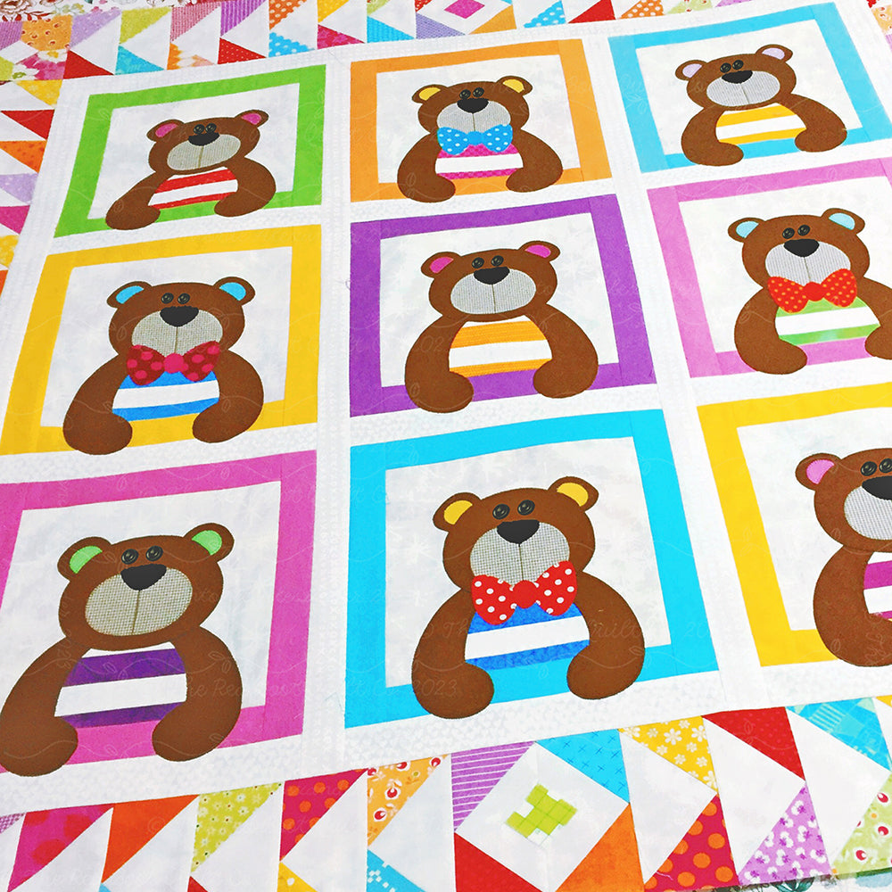 Bee-Bop Bears Quilt Pattern - PDF.