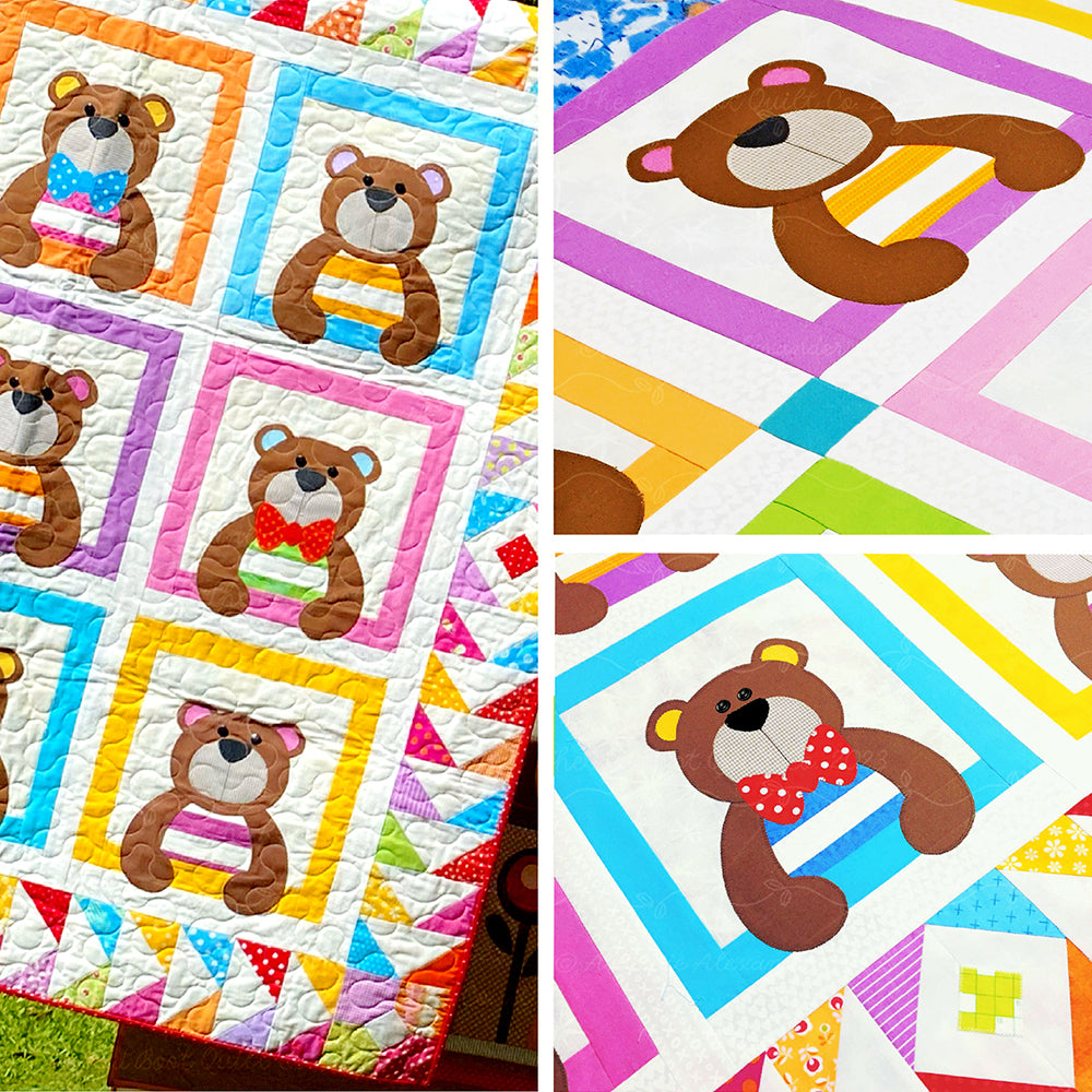 Bee-Bop Bears Quilt Pattern - PDF.