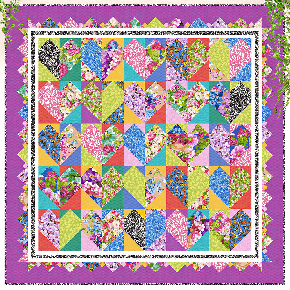 Queen of Hearts Quilt Pattern - PDF.