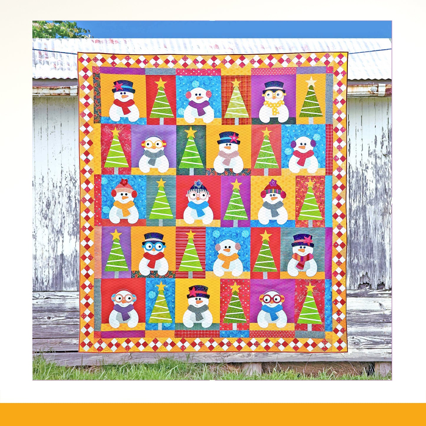 Scrappy Snowmen Quilt Pattern - PDF.