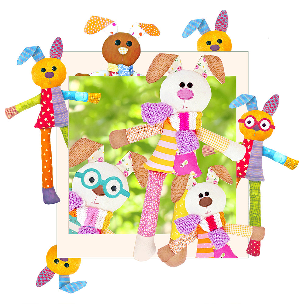 Scrappy Little Bunnies Soft Toy Pattern - PDF.