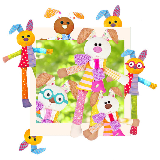Scrappy Little Bunnies Soft Toy Pattern - PDF.